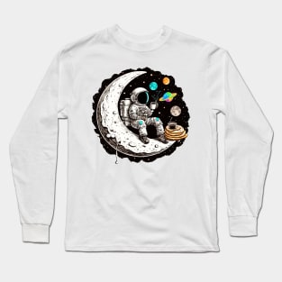 Astronaut Drinking Coffee on the Moon #1 Long Sleeve T-Shirt